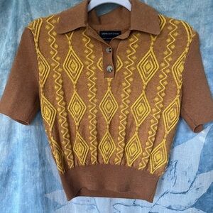 Urban Outfitters Brown & Mustard Geometric Knit - soft!